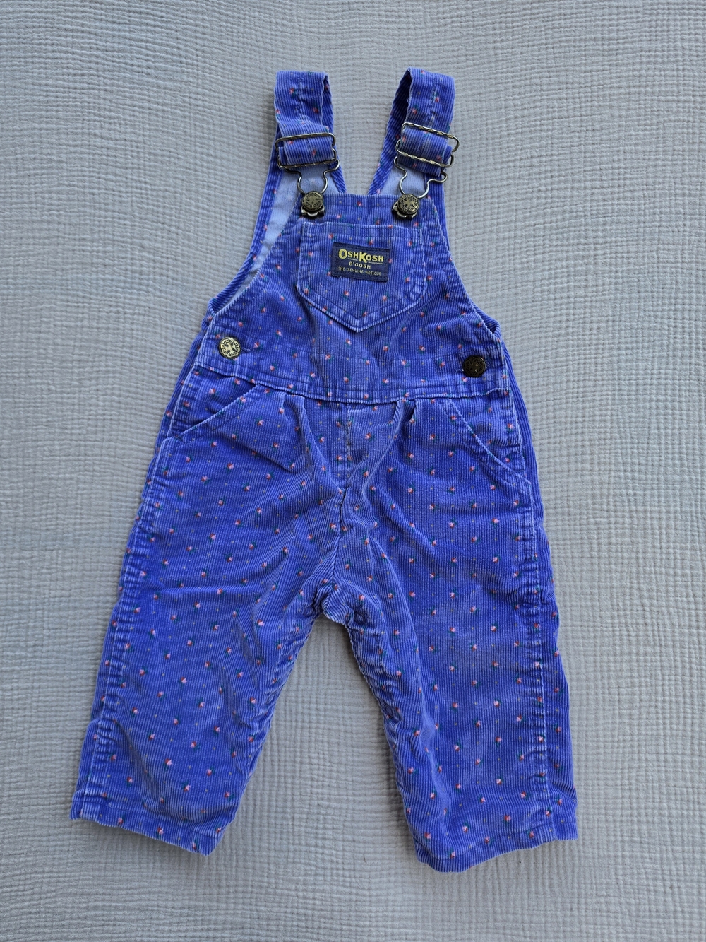 Vintage 80s/90s Oshkosh Purple Corduroy Overalls with floral details